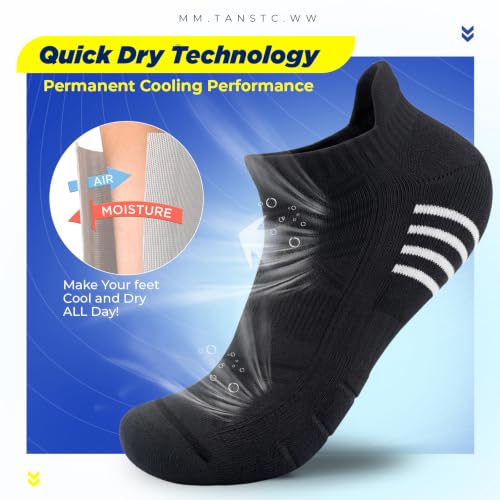 Image of TANSTC Athletic Running Ankle Socks,6Pairs Cushioned Low Cut Anti-Blister Tab Sports Sock Men Women