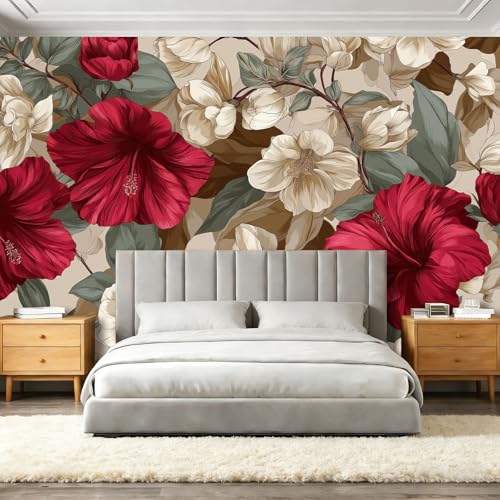 Papier peint intissé fleurs rose grand format pour décoration murale - 3