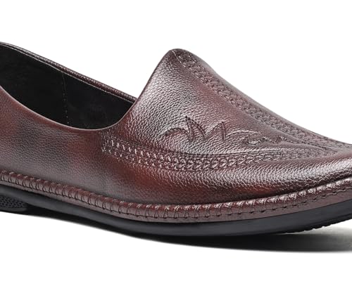 Image of LOUIS STITCH Men's Ethnic Slip On Embroided Mojaris | Stylish Nagra Juti for Men | Lightweight and Comfortable Stylish Embroided Jutis and Mojaris for Kurta Pajama | LSAXNGED
