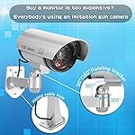 Fake-Camera-FITNATE-Dummy-Camera-CCTV-Surveillance-System-with-LED-Red-Flashing-Light-with-4-Safety-Warning-Stickers-Fake-Security-Camera-for-Outdoor-Indoor-Use-4-Packs-Silver