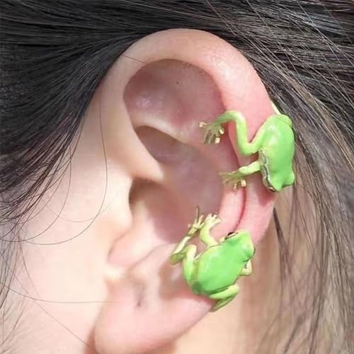 Cute Frog Ear Cuff Earrings for Women Green Vintage Frog Lizard Wrap Crawler Earrings No Piercing Weird Animal Ear Cuff for Women Jewelry2