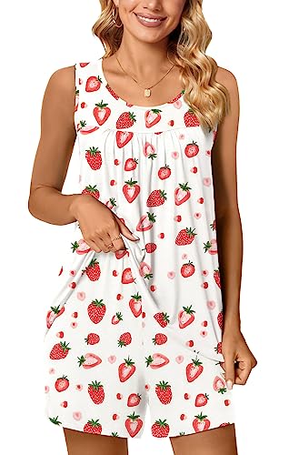 Image of POPYOUNG Pajama Set for Women Summer 2 Piece Lounge Shorts Sets Sleepwear