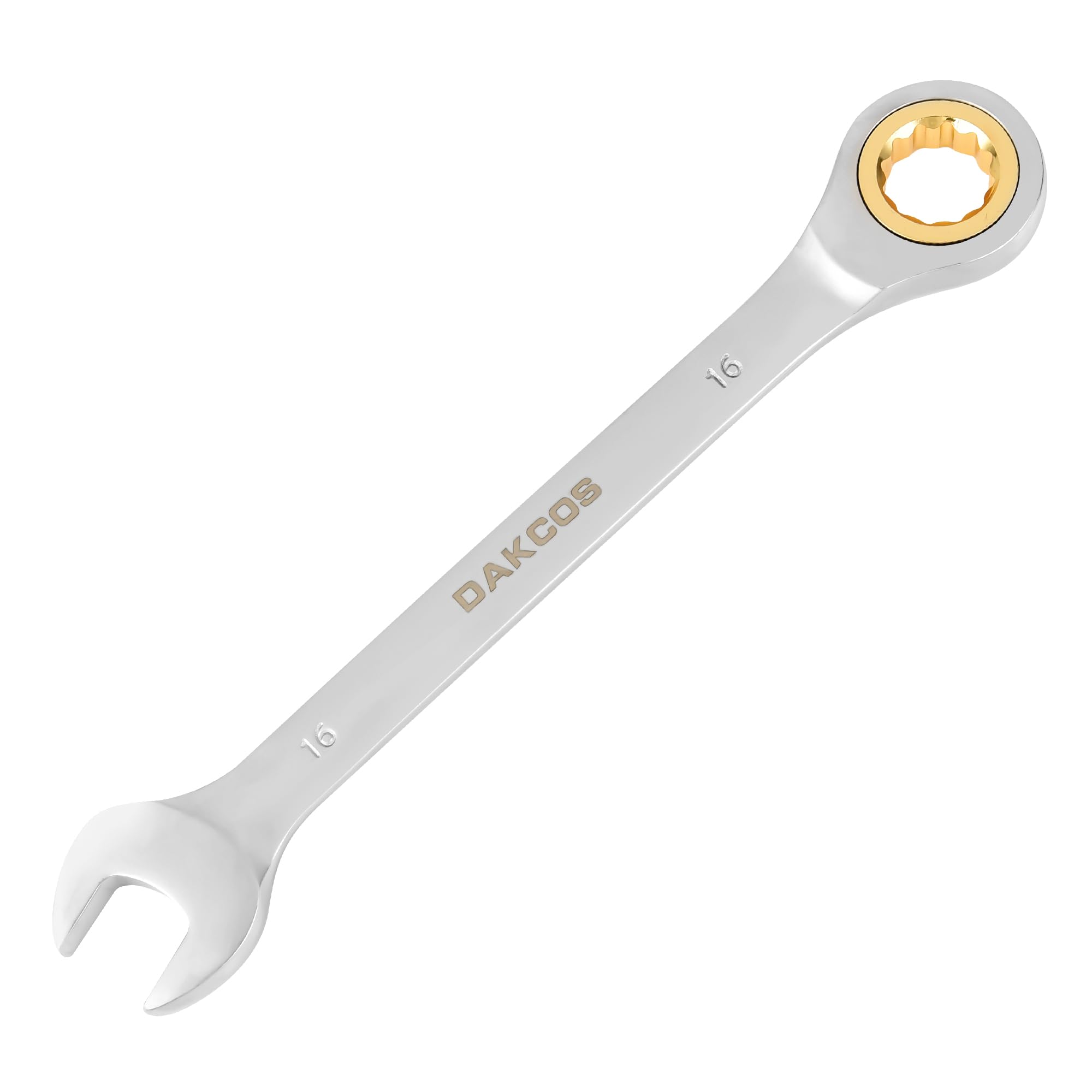 DAKCOS Fixed Head Ratchet Spanner 16mm Ratcheting Combination Wrench CR-V