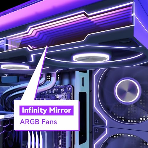 Ventiladores Infinity Mirror PWM en la torre gaming MUSETEX Y6 de vidrio templado 4