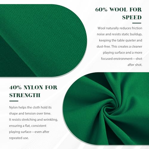 Boshen Worsted Blend Billiard Cloth Pool Table Felt Fast Speed for 7' 8' 9' Pool Table Pre Cut Bed & Rails - Thumbnail 4