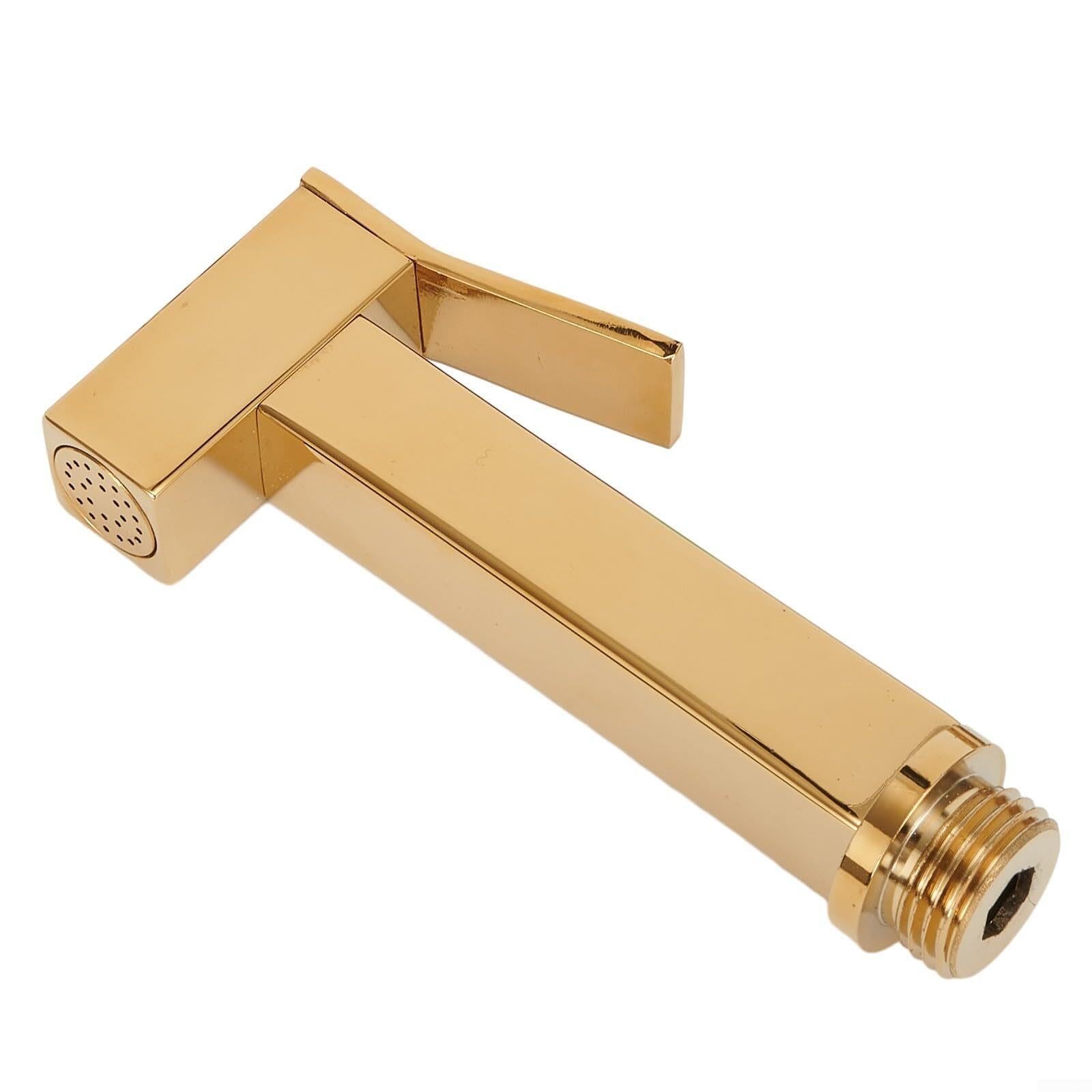 Rubinetto Lavabo Bidet a Parete in Ottone con Igienica Doccia WC Cromato | Doccetta WC in ottone massiccio, doccetta igienica con valvola fredda, facile installazione a parete, pressione potente.(Oro)