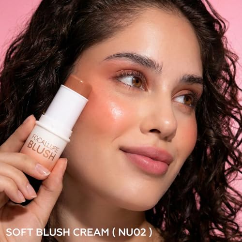 Image of FOCALLURE Cream Blush Makeup,Buildable Blush Stick for Cheeks,Matte and Dewy Finish,Long Wearing,Easy Application,Lightweight Multi Stick (NU02)