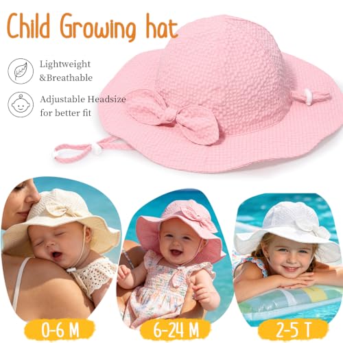 Baby Girl Sun Hat Infant Toddler Beach Hat UPF50+ Wide Brim Kids Summer Sun Protection 0-6 Months — view 4