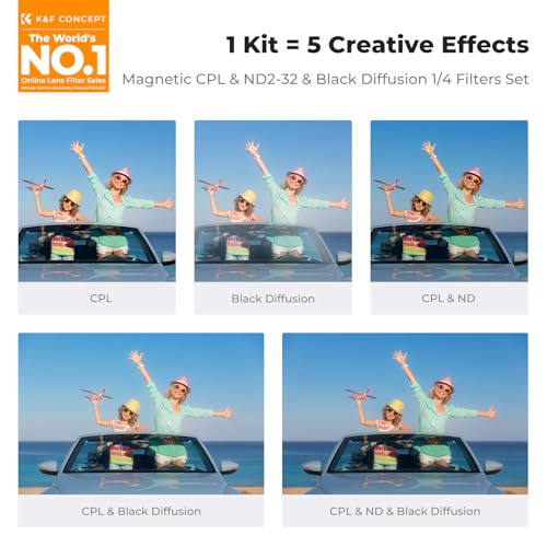 Image of K&F CONCEPT 49mm Magnetic CPL + VND2-32 + Black Diffusion 1 /4 Filter Kit | 1s Swap,Magnetic 5-Pack: Filter + Magnetic Basic Ring + Lens Cap Kit with Storage Case (Nano-X Series)-FU704