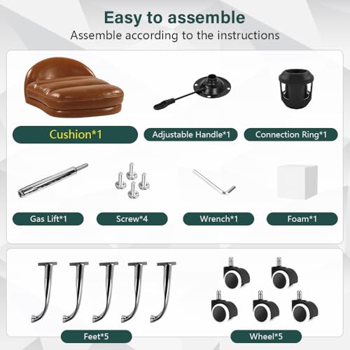 BFTOU Cadeira de rodinhas com roda, perfeita para trabalho doméstico, spa, massagem, altura ajustáve