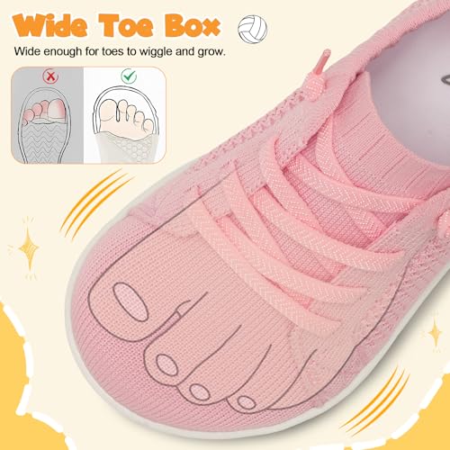 Image of LeIsfIt Toddler Shoes Girls Boys Wide Shoes Kids Zero Drop Minimalist Sneakers Barefoot Slip on Tennis Sneakers