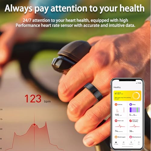 Smart-Ring-Health-Tracker-for-MenWomen-Sleep-Tracking-Wearable-Heart-Rate-Fitness-Tracker-Blood-Oxygen-Monitoring-No-App-Subscription-Up-to-5-Days-of-Battery-Life-Black-Size-10