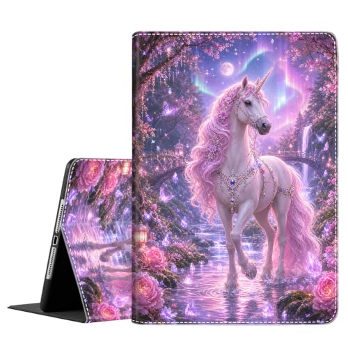 Case for Samsug Galaxy Tab A 10.1 inch 2016（No S Pen Version） SM-T580 T585 T587, Slim Fit Foldable Standing Cover with Auto Sleep/Wake, Pink Purple Shimmer Unicorn