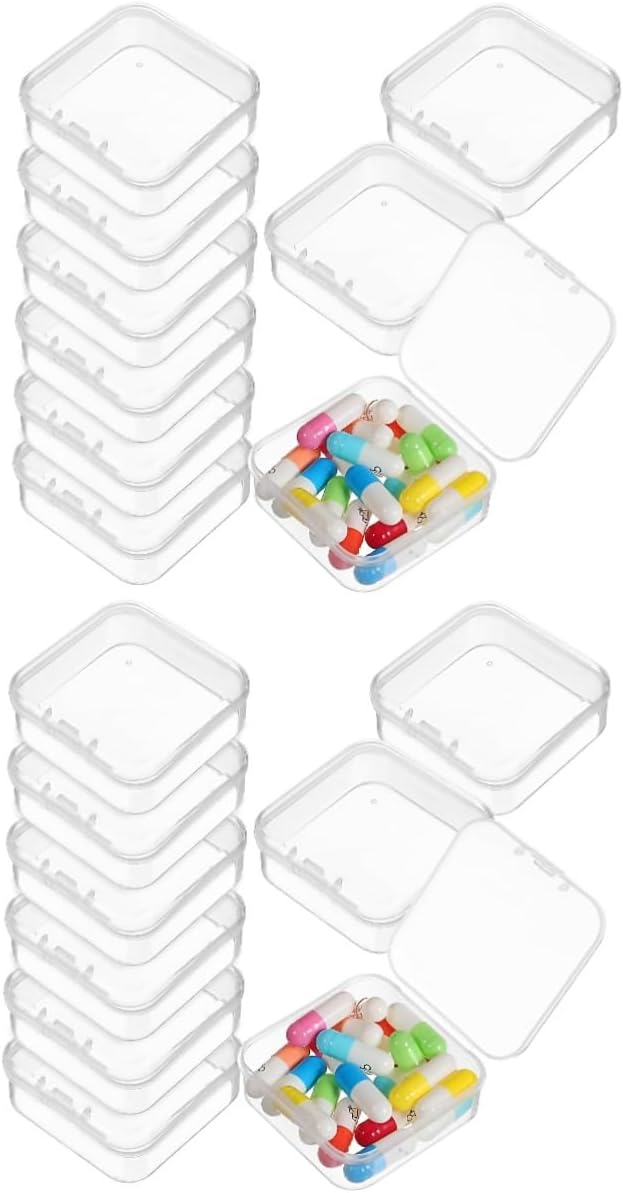 48 Pcs Square Storage case earplugs Beaded Square Box mini Multifunction Pack Jewelry Storage Clear Storage case Small Divided case Bead Fishing Gear Spare Parts Small Item Box
