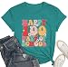 Fawniss Happy 100 Days of School Shirt-Women Cute Flower Teacher Short Sleeve School Days Party Tops Tee
