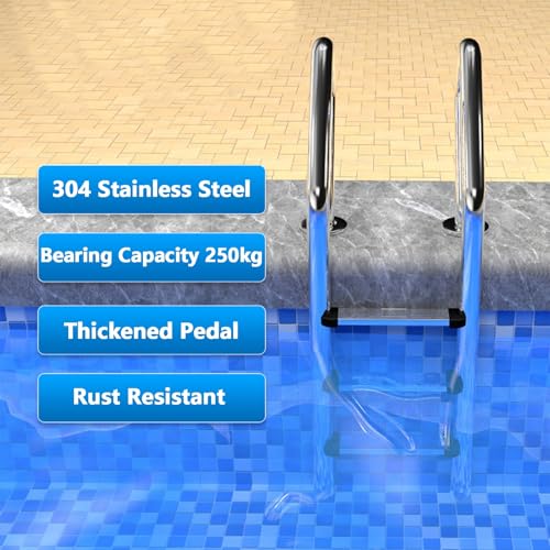 Escalera para piscina de acero inoxidable 2-3 escalones miniatura 3