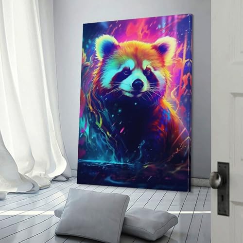 Tableau panda roux fluo déco salon et événements festifs