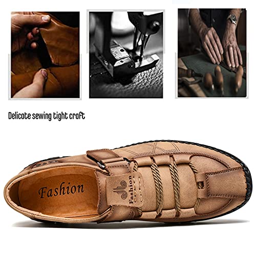 Men's Casual Fashion Loafers Knitted Laces Breathable Rubber Comfortable Business Light Driving Leather Shoes2