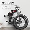 Wooken 26" x4.0 Fat Tire Electric Bike, Folding Electirc Bike for Mountain Commuter, 500W Motor 21.6 MPH, Ebikes for Adults with 48V/10.4Ah Removable Battery, Suspension Fork, 21 Speed Ebike #2
