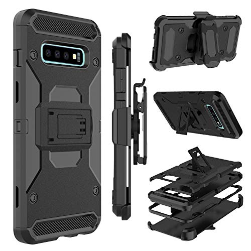 Zenic Case for Galaxy S10, Heavy Duty Shockproof Protective Case with Belt Clip Holster, Kickstand for Samsung Galaxy S10 6.1 inch(Black)