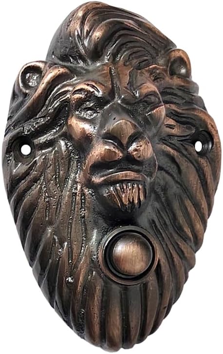 Shristy Hardware "Lion Face" Decorative Brass Bell Push Or Push Button – (Pack of 1 Antique Copper Finish)