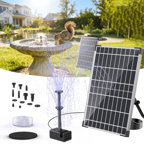 Image of POPOSOAP 12W Solar Fountain Pump Built-in Battery Backup for Birdbath Pond