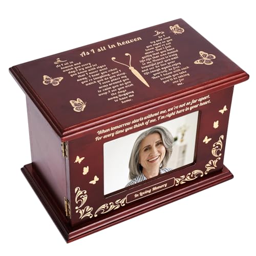 Cremation Urns for Human Ashes Adult Male or Female Solid Walnut Adult Cremation Urn with Engraved Memorial Panel Gender-Inclusive Funeral Holds 280 LBSButterfly