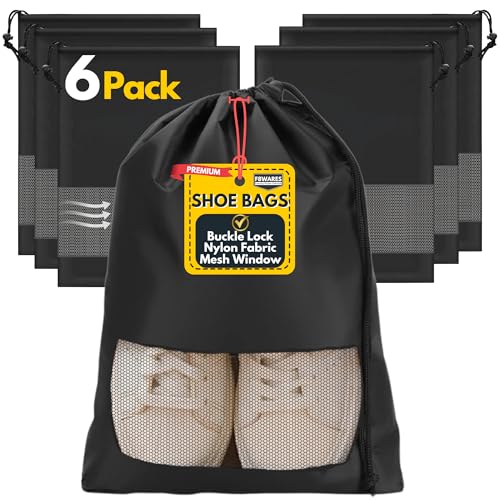 Image of F8WARES 6PK Premium Nylon Shoe Bag for Travel & Storage Travel Organizer for Women & Men Travel Accessories Shoes Bag for Travel - Shoe Bags Pouches Travel Essential - Shoe Cover for Travelling