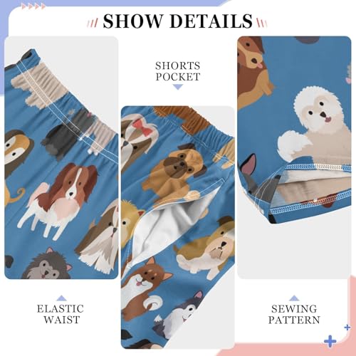 Bulldog Poodle Corgi Boys Long Pants Soft Trousers Elastic Waist Kids Lounge Bottoms with Pockets S-XL4