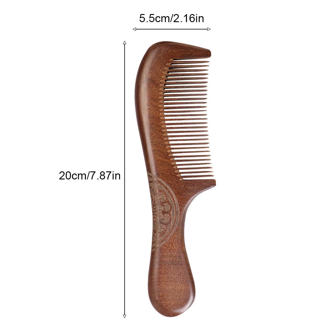 Pettine Capelli,Pettine Denti Larghi,Pettine per Capelli Antistatico in Legno di Sandalo Rosso(19 * 5.5 * 1.5cm)