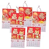PLAFOPE 6個年 福字掛けカレンダー 中 中華風手撕式壁掛けカレンダー 家用
