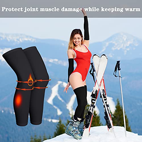 4 Pieces Thermal Arm Warmer Cycling Leg Warmer Full Length Leg Sleeves Cycling Compression Arm Sleeves For Men Women (Large) #TOP3