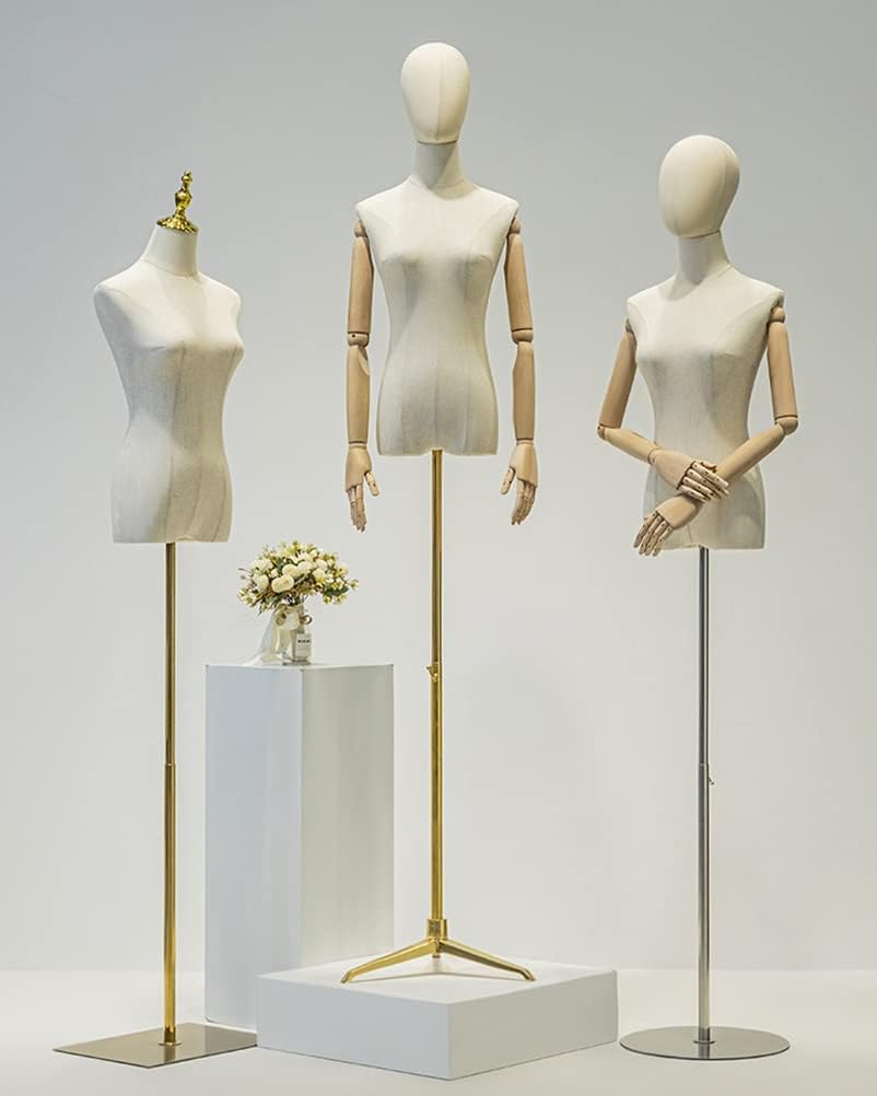 Dress Form Female Bust Mannequin Torso, Height Adjustable Female Dress Model Display Torso Body Hat Jewelry Clothing Window Display