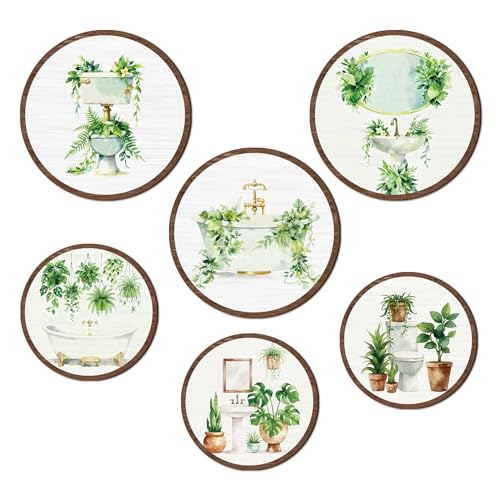 Plante verte sauge décoration murale en bois pour toilettes humides sans se déformer