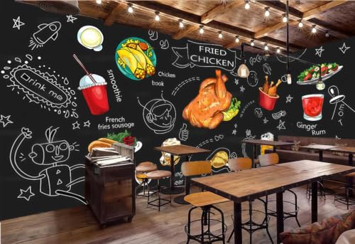 Mural de cafetería estilo graffiti para decorar fondos de restaurantes modernos 5