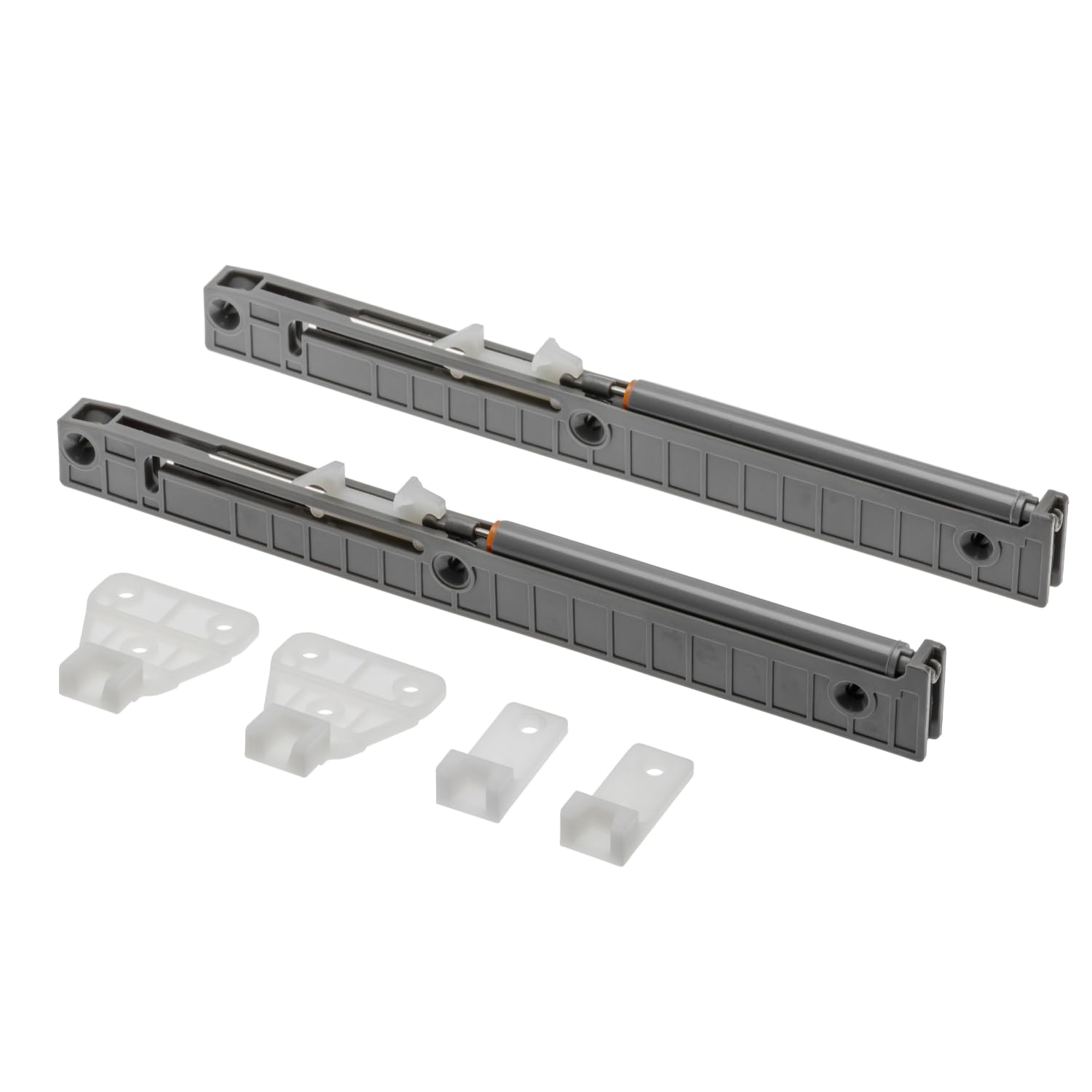 Set of 2 Drawer Slowdown Mechanisms – Soft Close Drawer Slides for Roller Guides & Metalbox Drawers, Durable Gray Plastic, Easy Install, Quiet Smooth Closing
