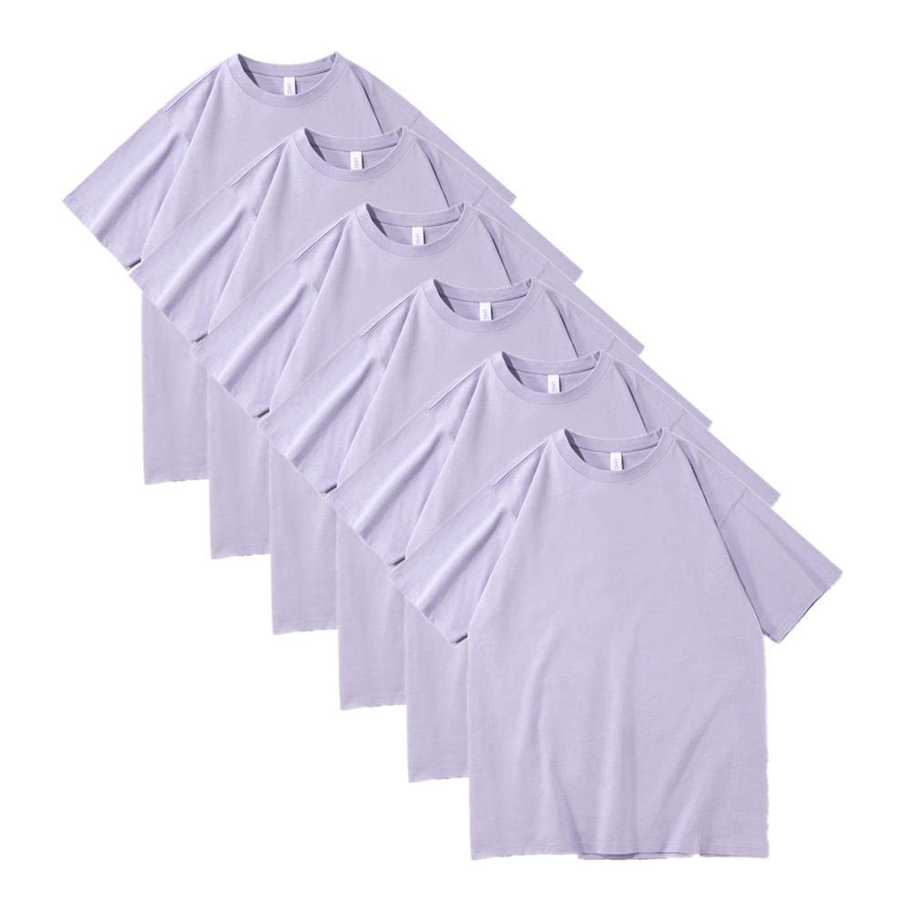 T-shirt męski 230 g, ciężki, bawełniany, luźny, na lato, okrągły dekolt, masywny kolor, 6 sztuk, 19, M