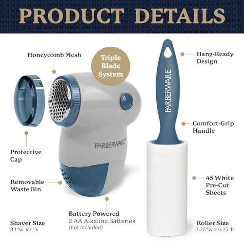 Image of Farberware Fabric Shaver & Lint Roller Set, Small, Portable