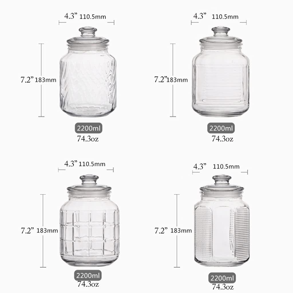 Szklany pojemnik do przechowywania herbaty z pokrywką przezroczysty szklany słoik do ciasteczek i przechowywania żywności pojemność 2,2 l / 2,106 g pojemnik na blat kuchenny dostępne opcje