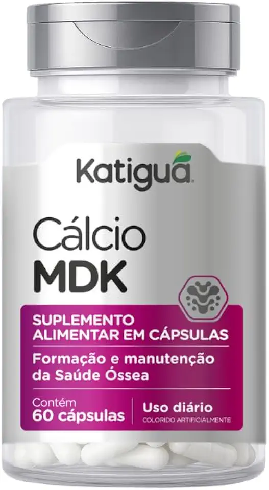 Katiguá, Cálcio MDK, Cálcio, Magnésio & Vitamina D3 e K2, Sem sabor, 60 Cápsulas rígidas • 30 doses