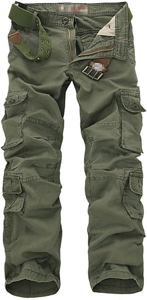 Men Military Cargo Pants, Multi-Pockets Baggy Cotton Pants, Male Casual Army Tactical Overall Trousers No Belts