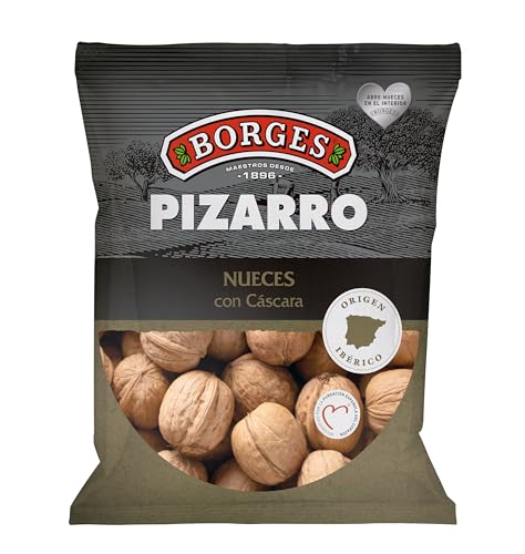 Borges - Nueces con Cáscara Finca Pizarro Borges - Producto de España - Con Abre Nueces - Alto contenido en Omega 3 - Ricas en Antioxidantes - Frutos Secos sin Gluten - Paquete de 500 gramos.