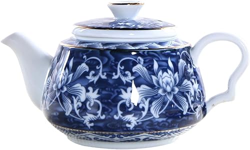 Tetera de porcelana azul y blanca, tetera de té, cerámica china, hogar, jarra de té de cerámica, vintage, portátil, decoración de escritorio