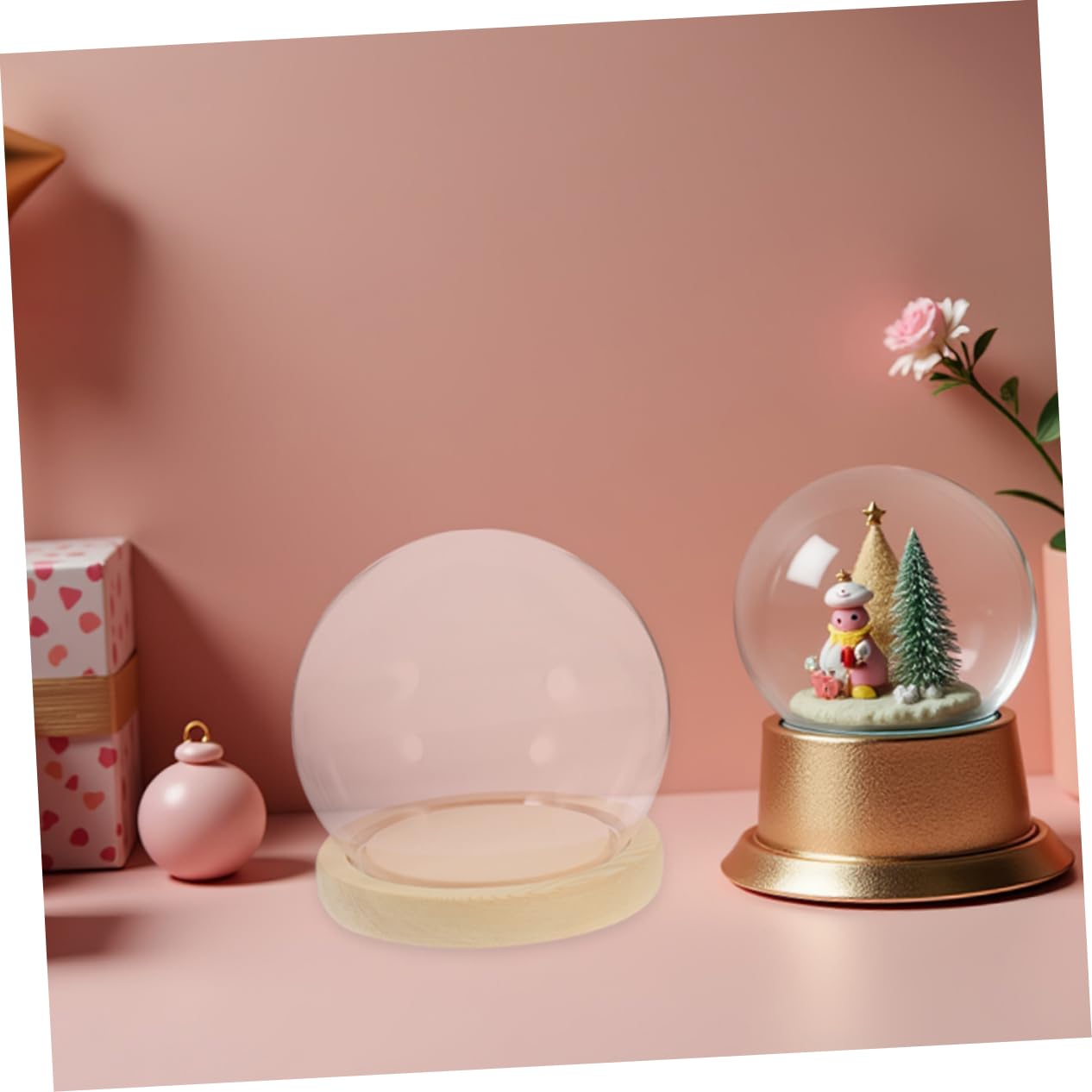 Zerodeko Espositore in Vetro Trasparente Con Base in Vetro Per Fiori Eterni in Per Oggetti Da Cupola Rettangolare Per Decorazioni e