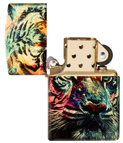 Encendedor Zippo Painted Tiger Diseño Latón Mate miniatura 5