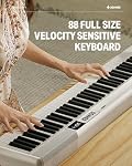 Donner DEP-1 Clavier pour piano 88 Clés, Piano numérique débutant Clés sensibles à la vélocité, Pian électrique portable avec support, Pédale de maintien, étui et clavier, blanc