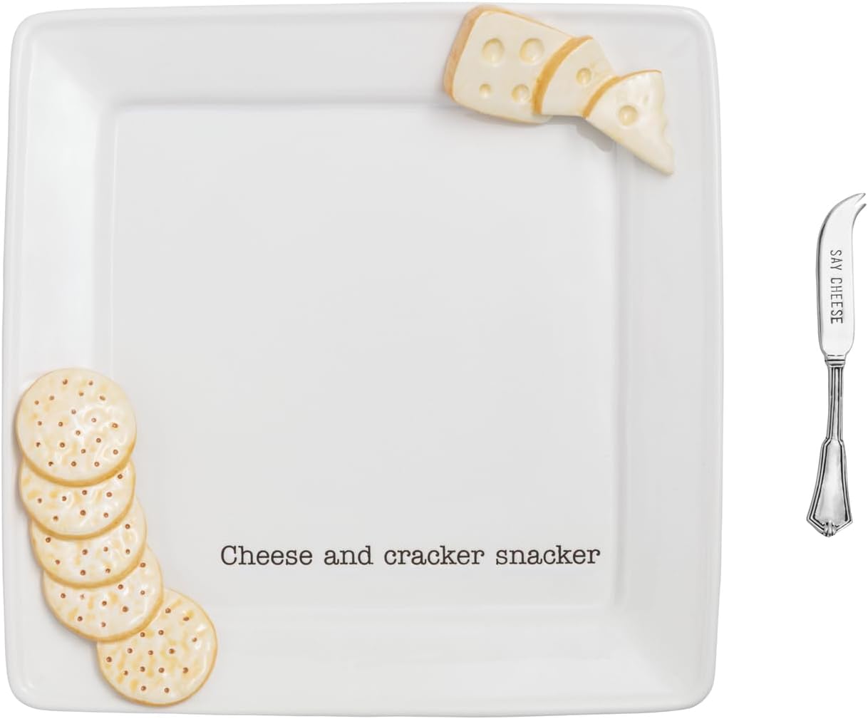 Mud Pie White Ceramic Figural Cheese Set