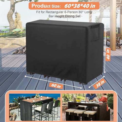 Outdoor-Bar-Height-Dining-Set-CoverPatio-Dining-Set-Cover-Waterproof-for-7-Piece-60-Long-Outdoor-Wicker-Bar-Dining-Set-603042-Inch Outdoor Bar Height Dining Set CoverPatio Dining Set Cover Waterproof for 7 Piece 60 Long Outdoor Wicker Bar Dining Set 603042 Inch