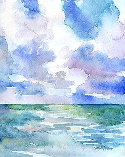 Amazon Com Abstract Ocean Watercolor Giclee Print Handmade