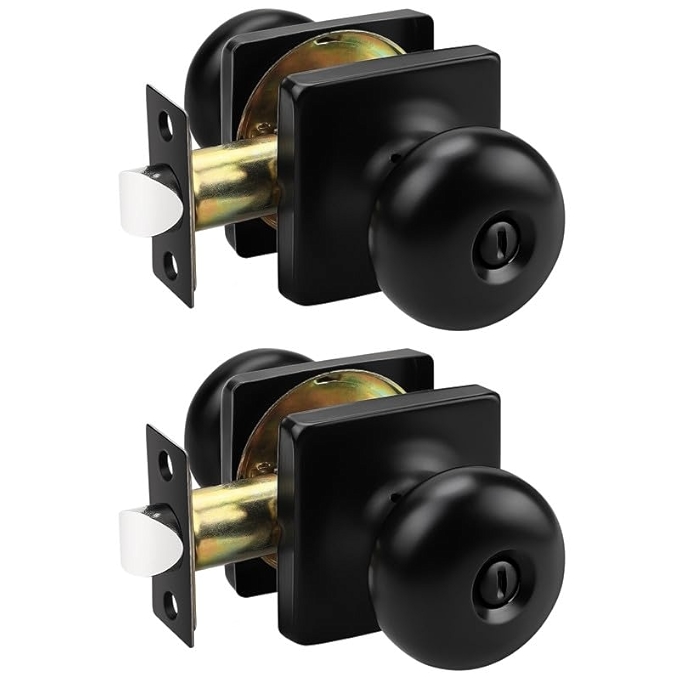 GOBEKOR 黑色隐私门把手两件套 适用于卧室和浴室